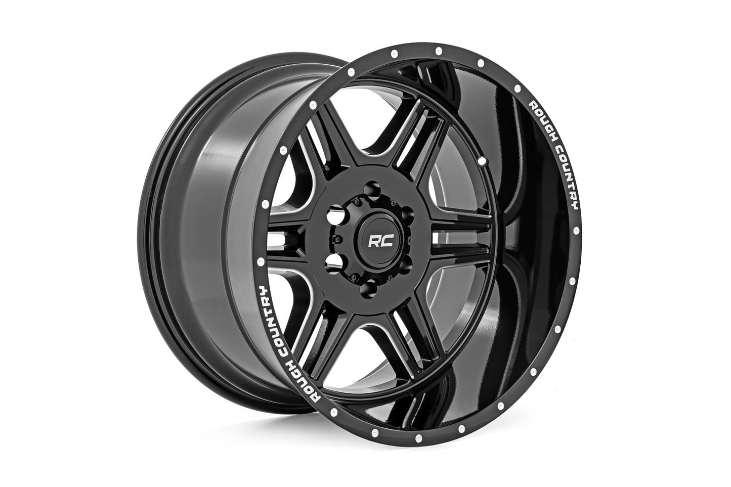 Rough Country  | Rough Country 92 Series Wheel | Machined One-Piece | Gloss Black | 22x12 |